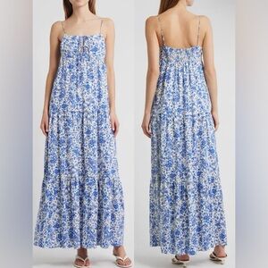 NEW RAILS Mica Floral Print Cotton Blend Tiered Maxi Sundress Sz XS